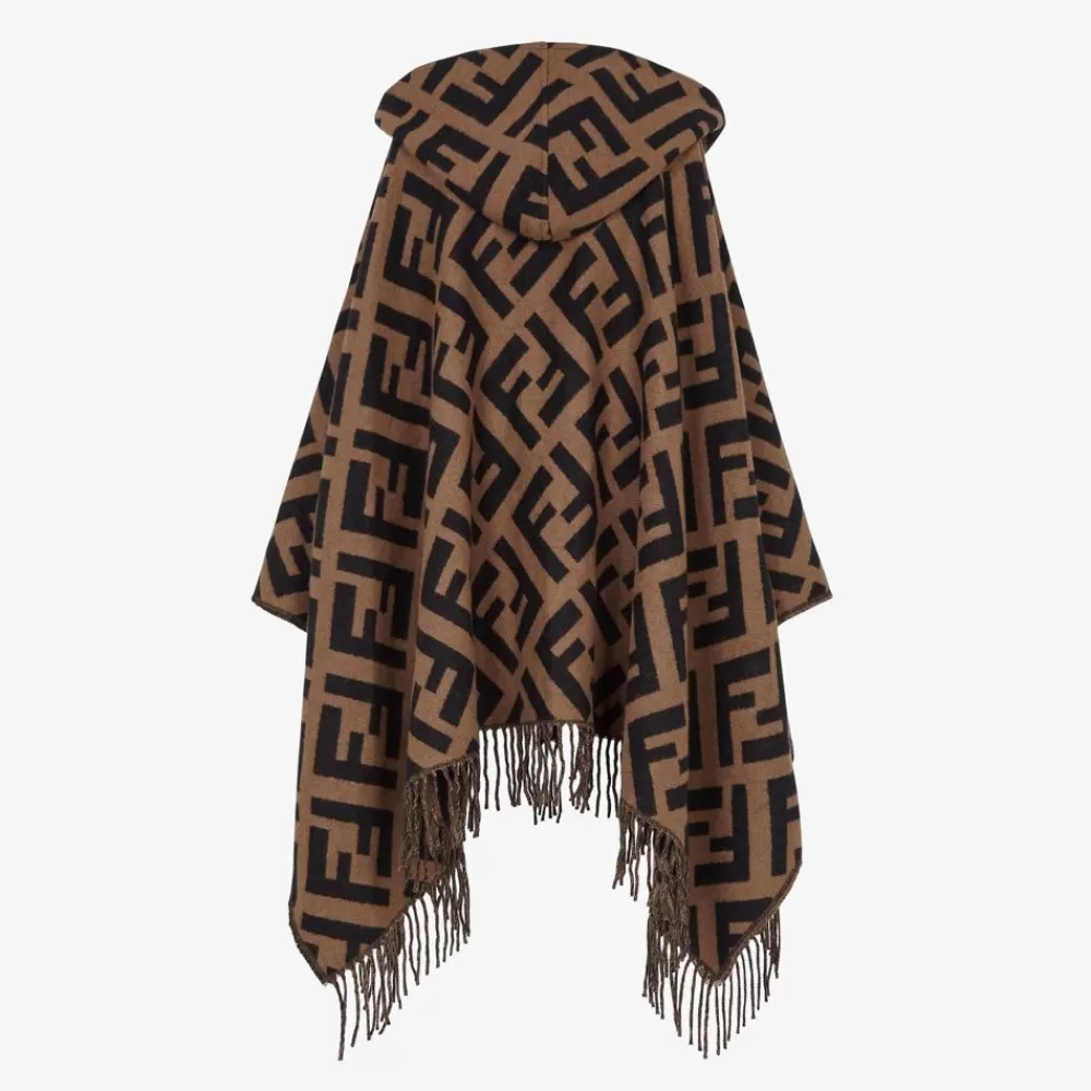 Sciarpe E Poncho>Fendi Poncho In Cashmere Marrone