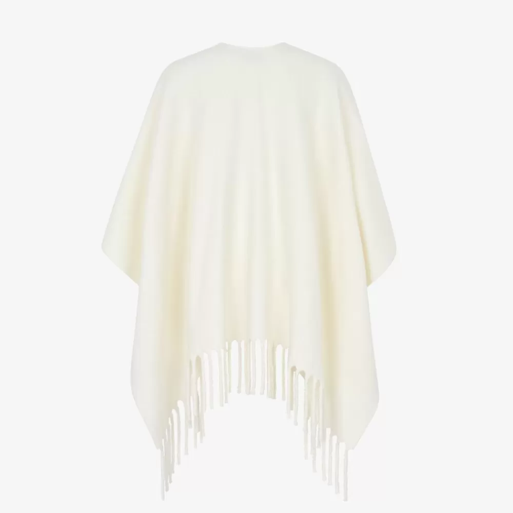Sciarpe E Poncho>Fendi Poncho In Lana Color Avorio