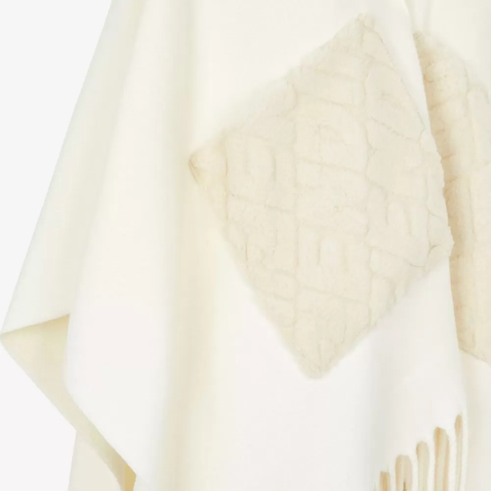 Sciarpe E Poncho>Fendi Poncho In Lana Color Avorio