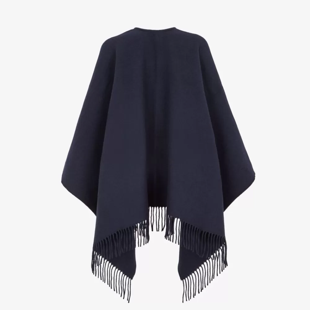Sciarpe E Poncho>Fendi Poncho In Lana E Cashmere Blu
