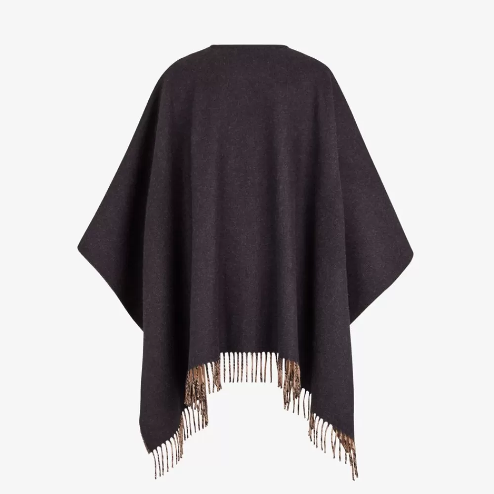 Sciarpe E Poncho>Fendi Poncho In Lana E Cashmere Nero