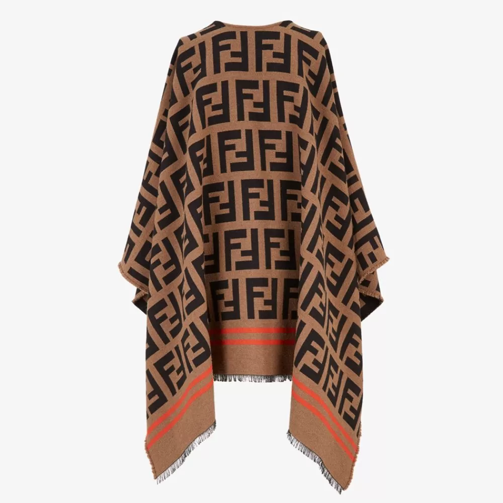 Sciarpe E Poncho>Fendi Poncho In Lana E Seta Multicolor