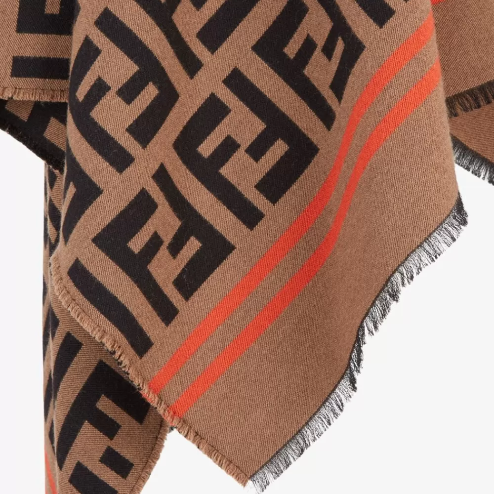 Sciarpe E Poncho>Fendi Poncho In Lana E Seta Multicolor