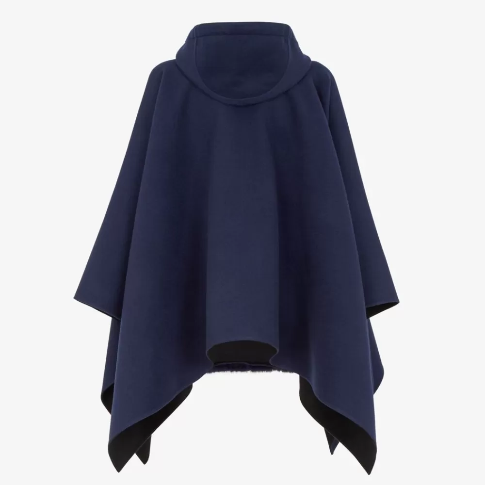 Sciarpe E Poncho>Fendi Poncho In Lana E Visone Blu
