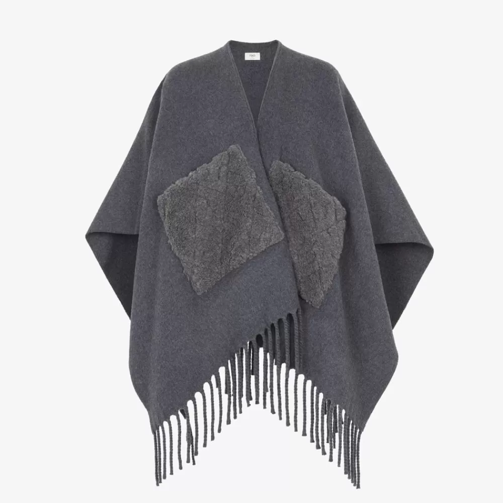 Sciarpe E Poncho>Fendi Poncho In Lana Grigio