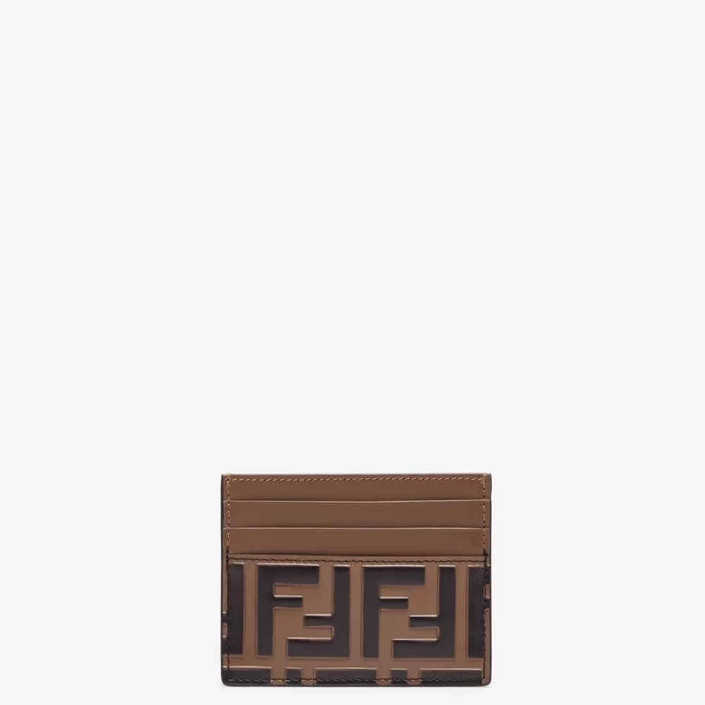 Portacarte E Piccoli Accessori>Fendi Porta Biglietti Da Visita Piatto In Pelle Marrone