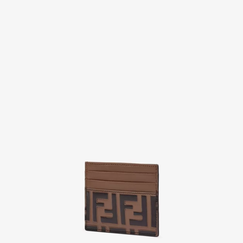 Portacarte E Piccoli Accessori>Fendi Porta Biglietti Da Visita Piatto In Pelle Marrone