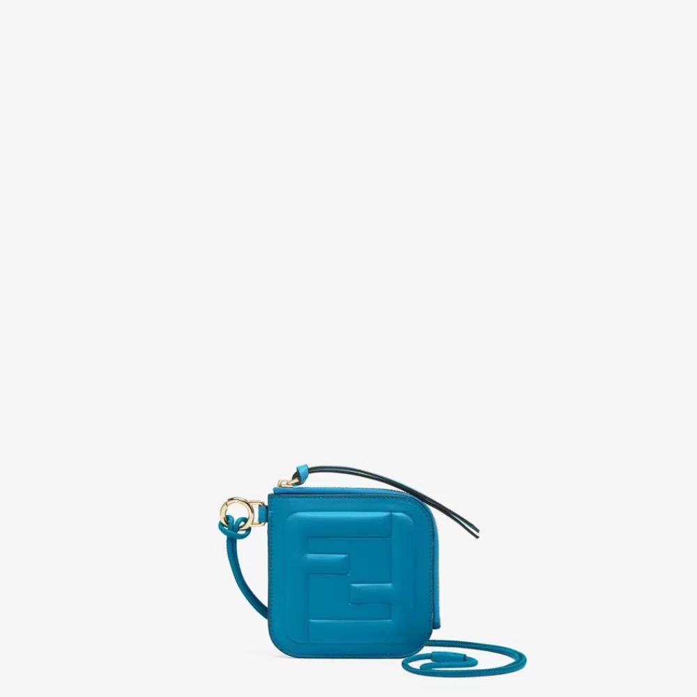 Portacarte E Piccoli Accessori>Fendi Porta Carte In Pelle Azzurra