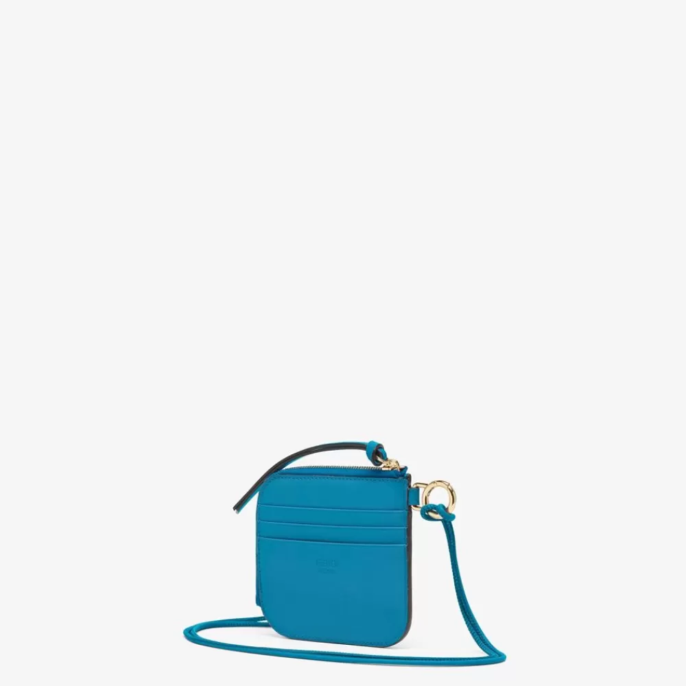 Portacarte E Piccoli Accessori>Fendi Porta Carte In Pelle Azzurra
