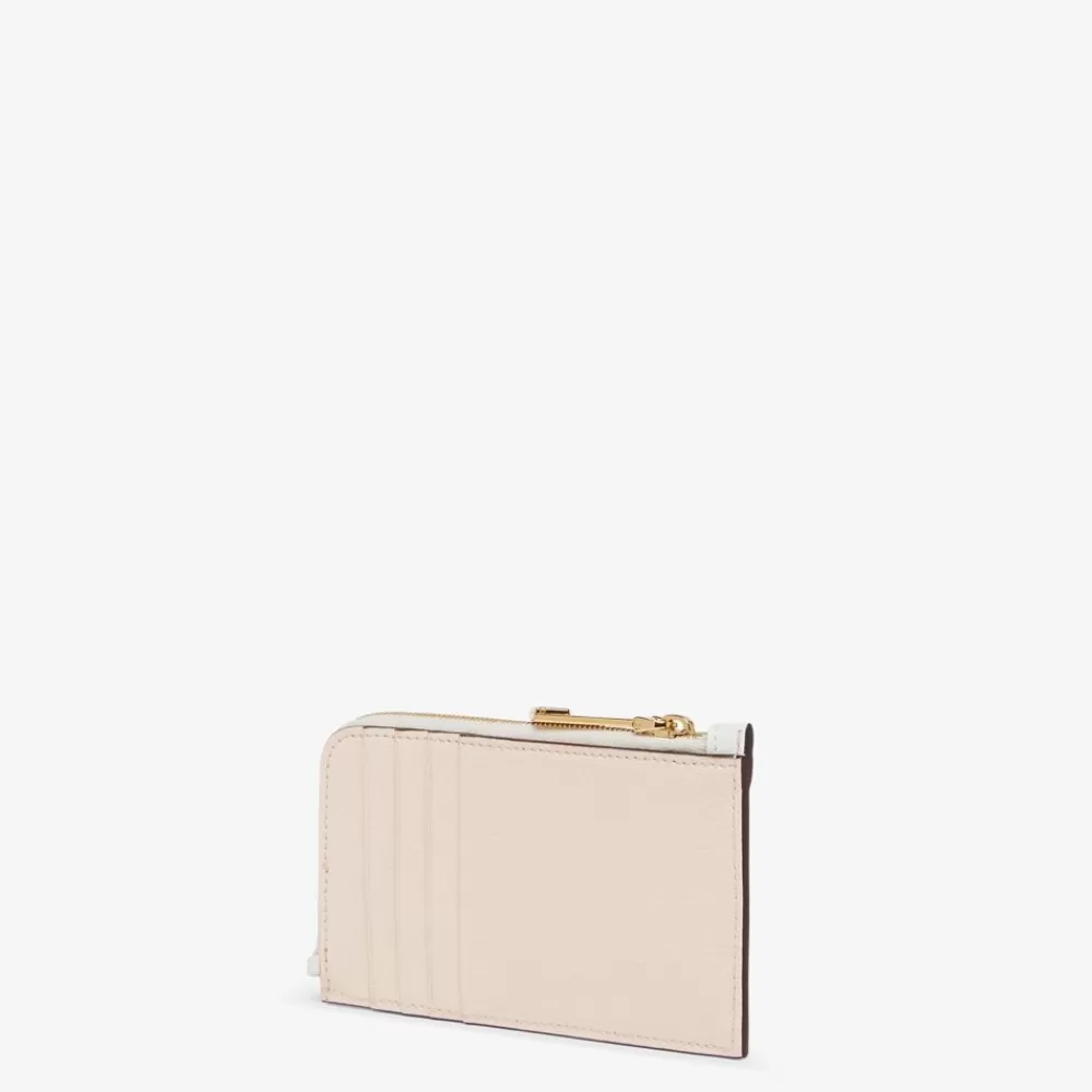 Portacarte E Piccoli Accessori>Fendi Porta Carte In Pelle Bicolore Bianca E Camelia