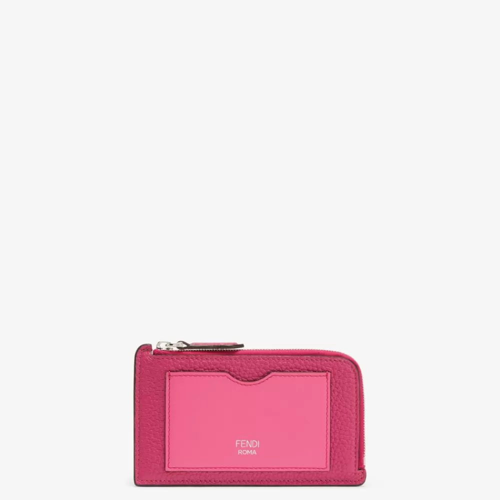 Portacarte E Piccoli Accessori>Fendi Porta Carte In Pelle Bicolore Fucsia E Rosa Scuro