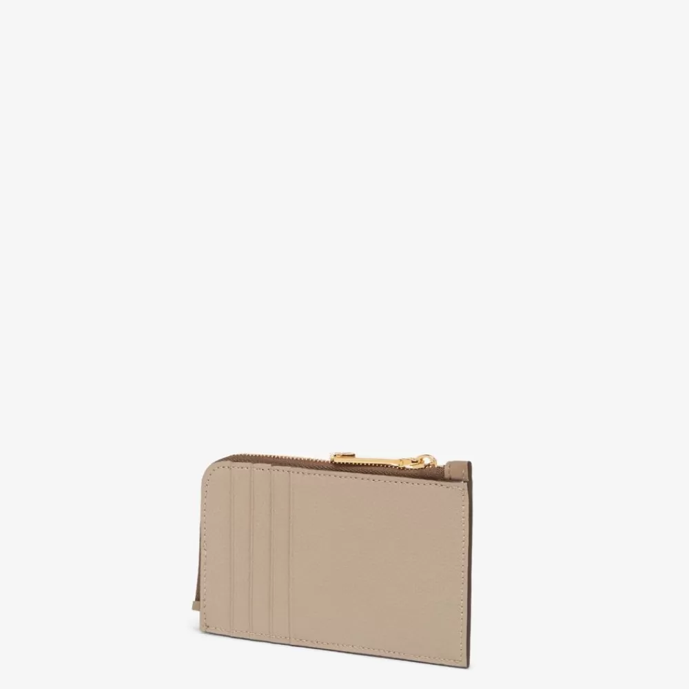 Portacarte E Piccoli Accessori>Fendi Porta Carte In Pelle Bicolore Grigia E Tortora
