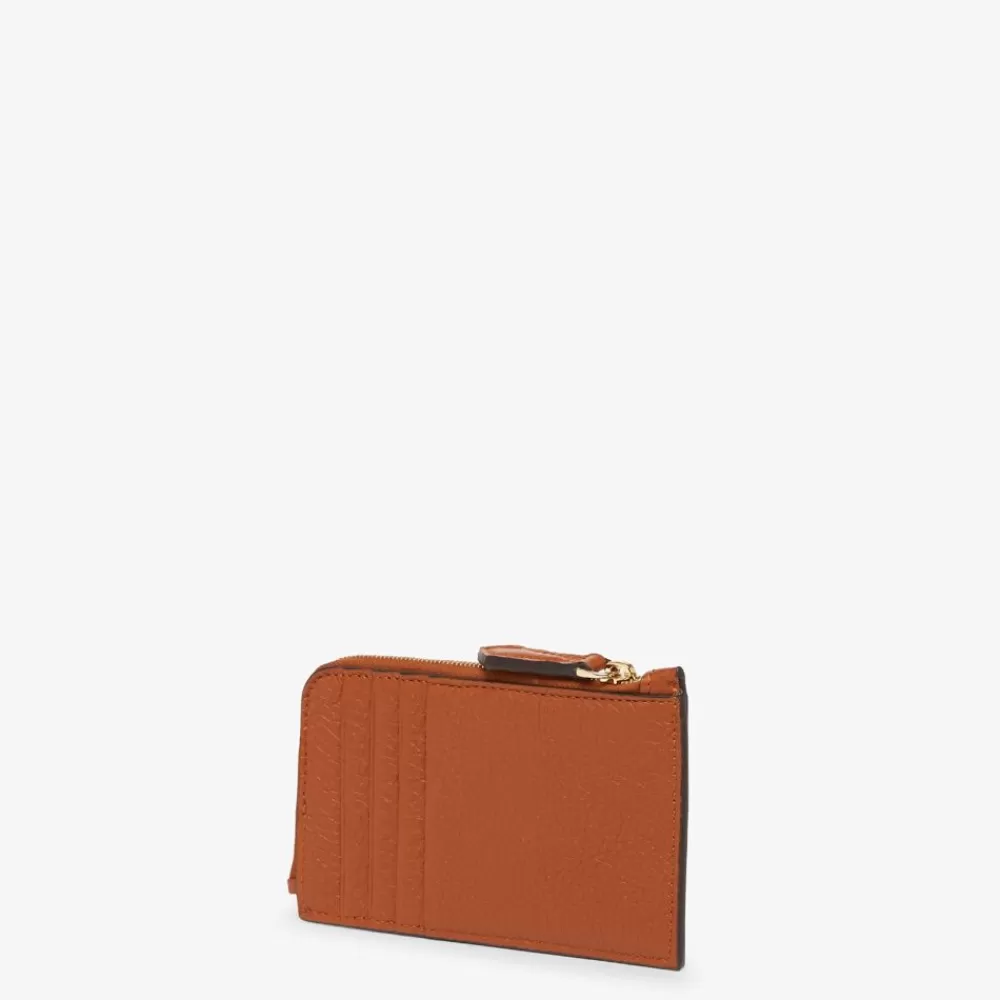 Portacarte E Piccoli Accessori>Fendi Porta Carte In Pelle Bicolore Marrone E Camelia