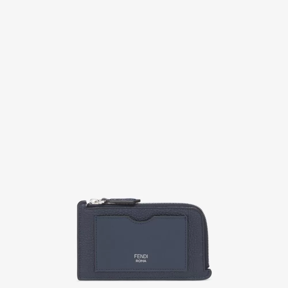Portacarte E Piccoli Accessori>Fendi Porta Carte In Pelle Blu Notte