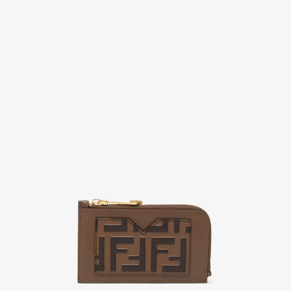 Portacarte E Piccoli Accessori>Fendi Porta Carte In Pelle Ff Marrone E Nero