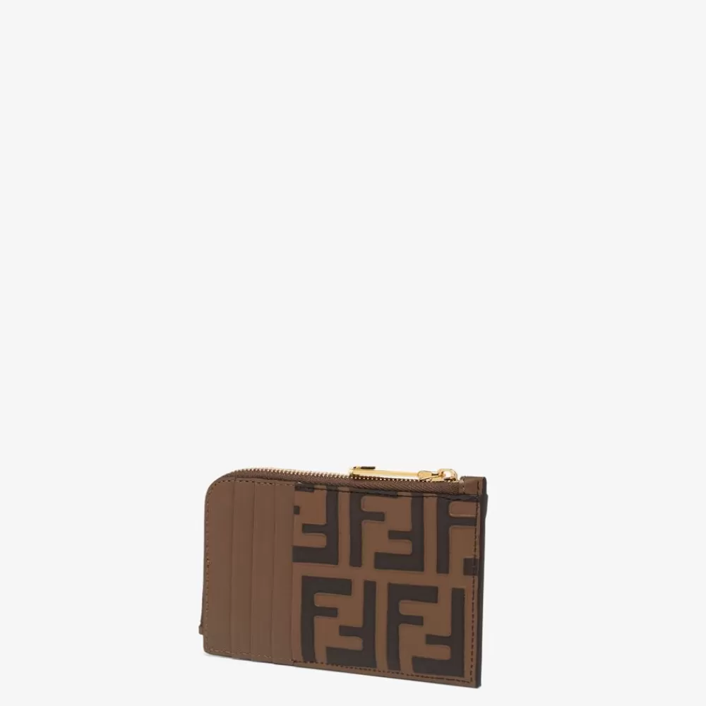 Portacarte E Piccoli Accessori>Fendi Porta Carte In Pelle Ff Marrone E Nero
