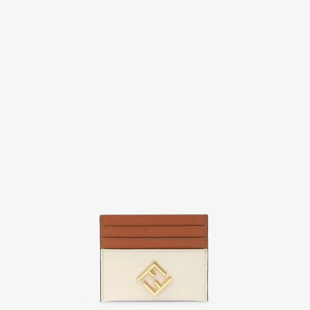 Portacarte E Piccoli Accessori>Fendi Porta Carte Piatto In Pelle Bicolor Marrone E Camelia