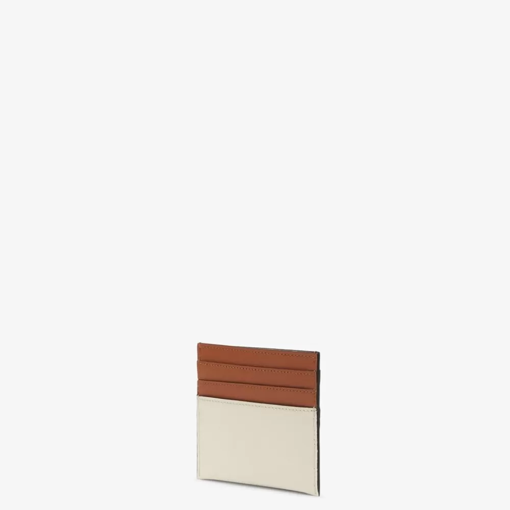 Portacarte E Piccoli Accessori>Fendi Porta Carte Piatto In Pelle Bicolor Marrone E Camelia