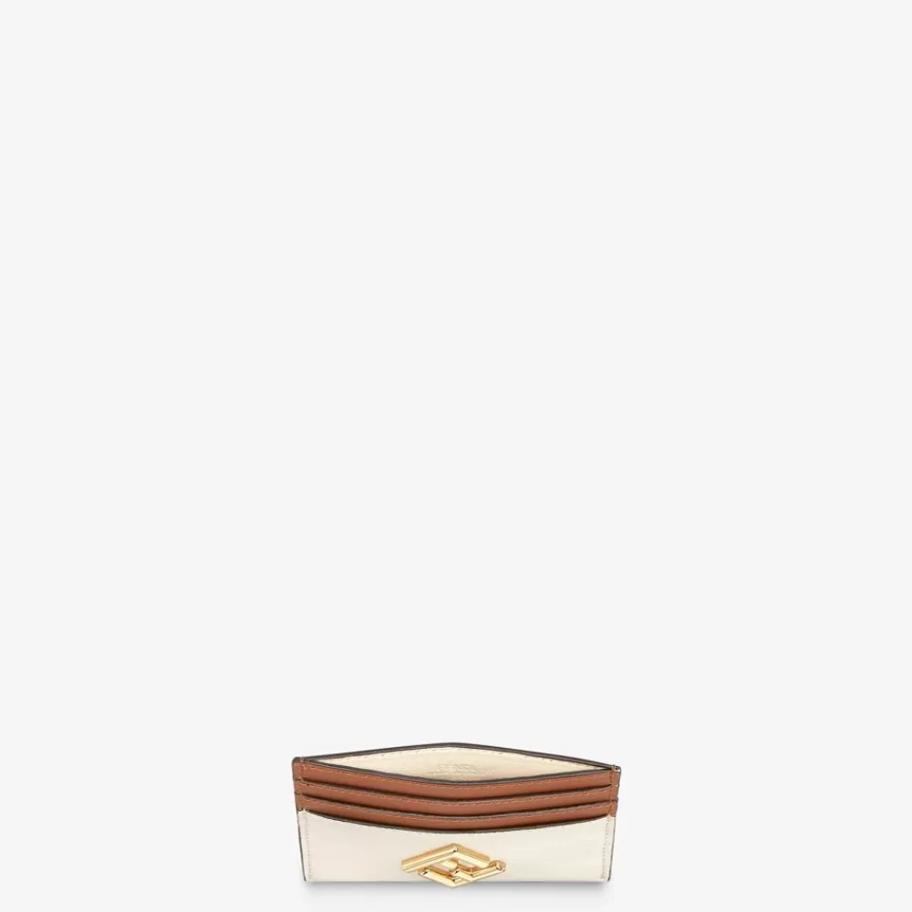 Portacarte E Piccoli Accessori>Fendi Porta Carte Piatto In Pelle Bicolor Marrone E Camelia