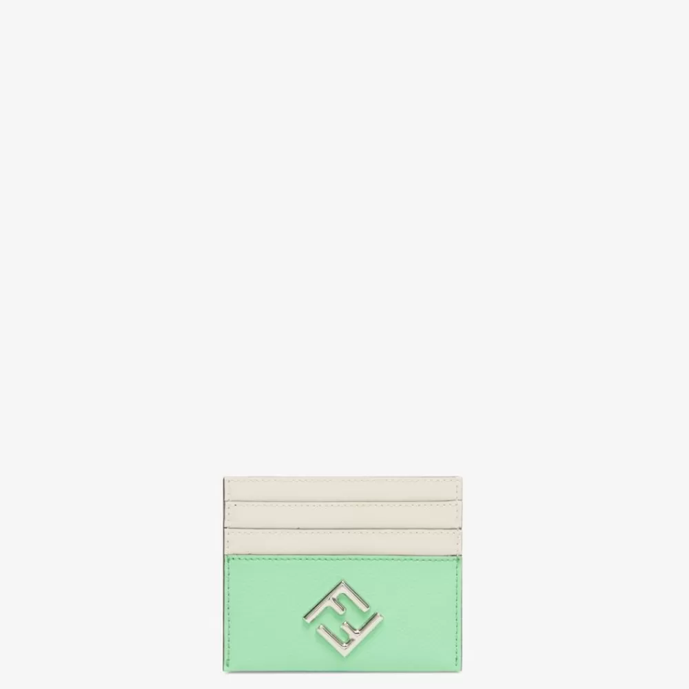 Portacarte E Piccoli Accessori>Fendi Porta Carte Piatto In Pelle Bicolore Bianca E Arancione