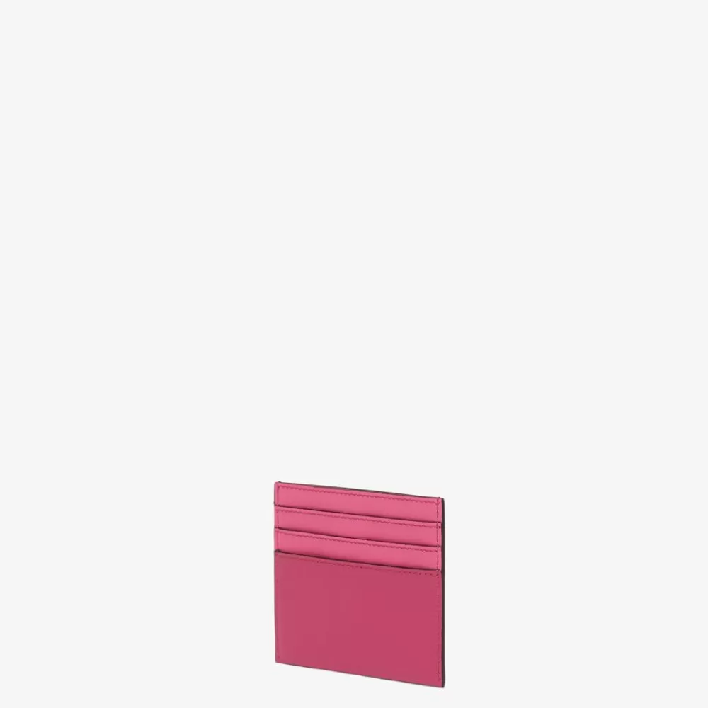 Portacarte E Piccoli Accessori>Fendi Porta Carte Piatto In Pelle Bicolore Fucsia E Rosa Scuro
