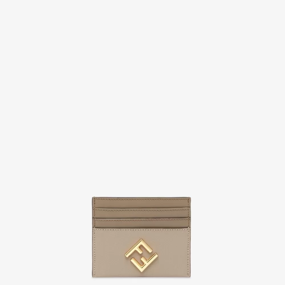 Portacarte E Piccoli Accessori>Fendi Porta Carte Piatto In Pelle Bicolore Grigia E Tortora