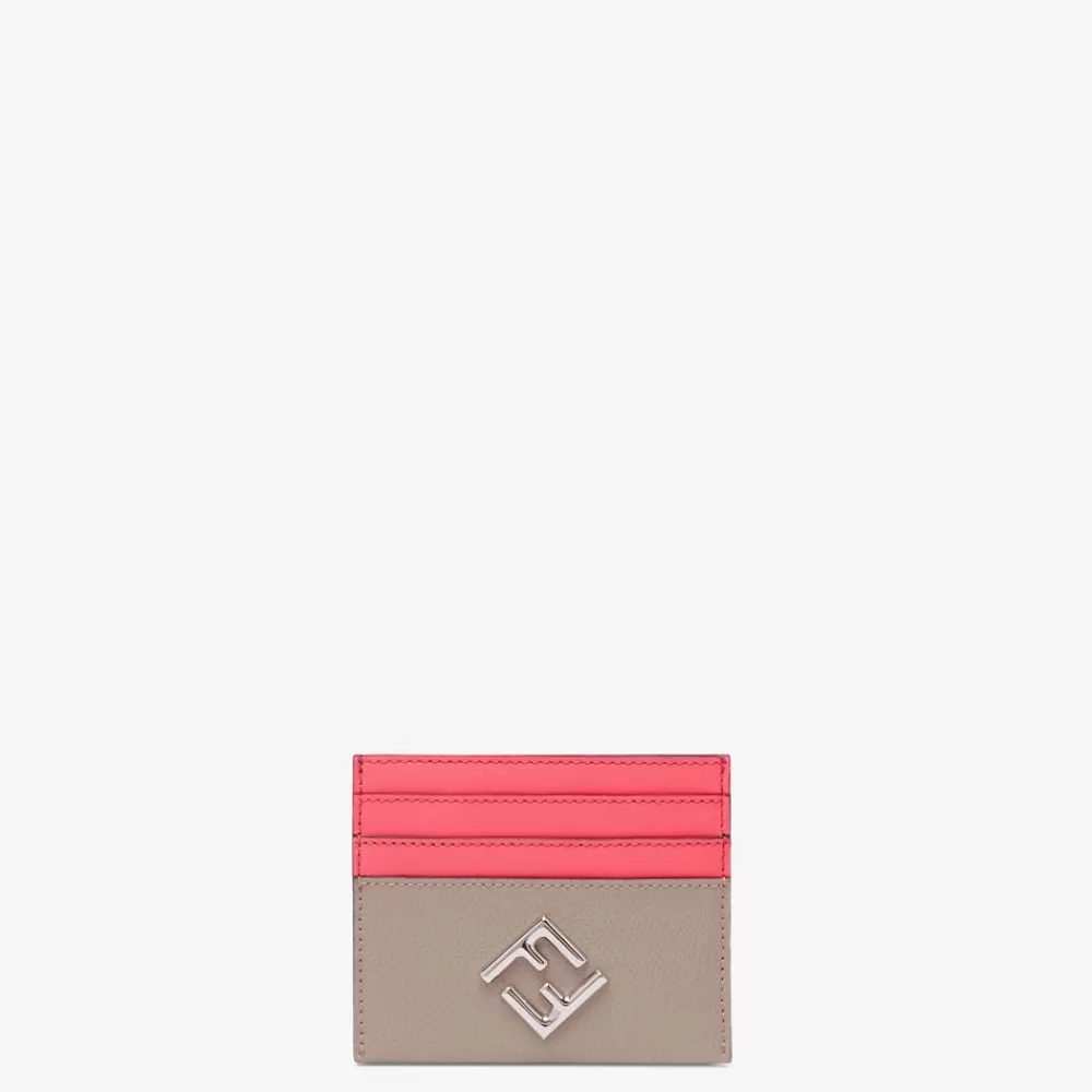 Portacarte E Piccoli Accessori>Fendi Porta Carte Piatto In Pelle Bicolore Rosa E Tortora