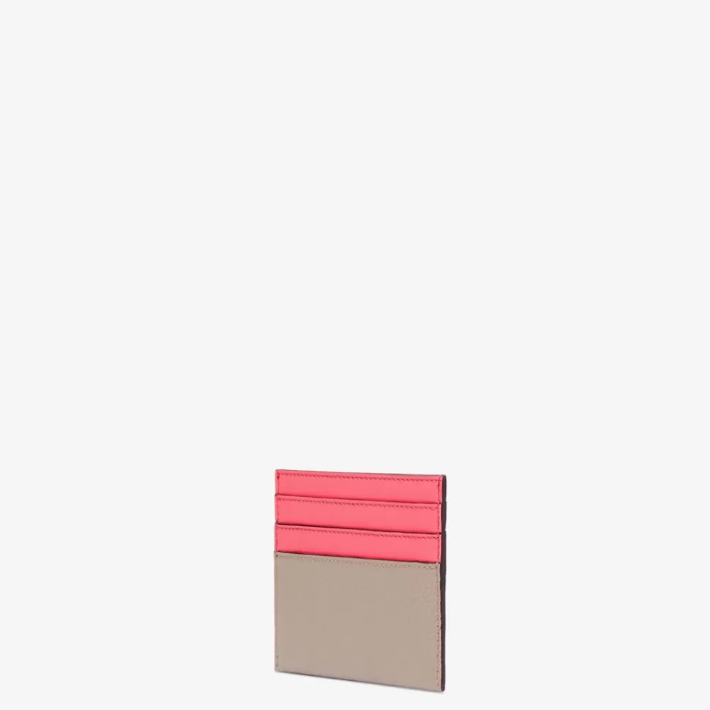 Portacarte E Piccoli Accessori>Fendi Porta Carte Piatto In Pelle Bicolore Rosa E Tortora