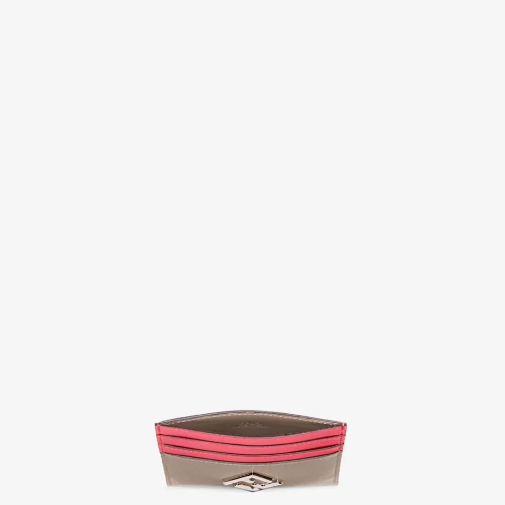 Portacarte E Piccoli Accessori>Fendi Porta Carte Piatto In Pelle Bicolore Rosa E Tortora