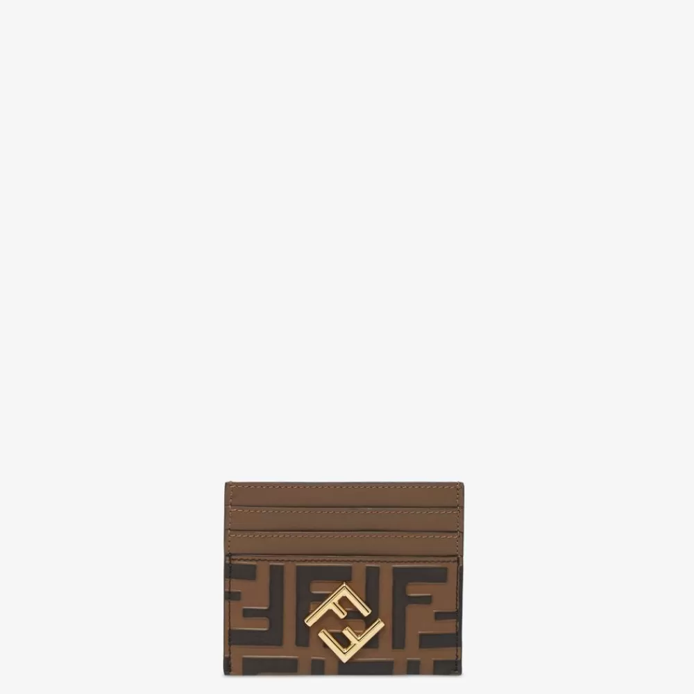Portacarte E Piccoli Accessori>Fendi Porta Carte Piatto In Pelle Ff Marrone E Nero