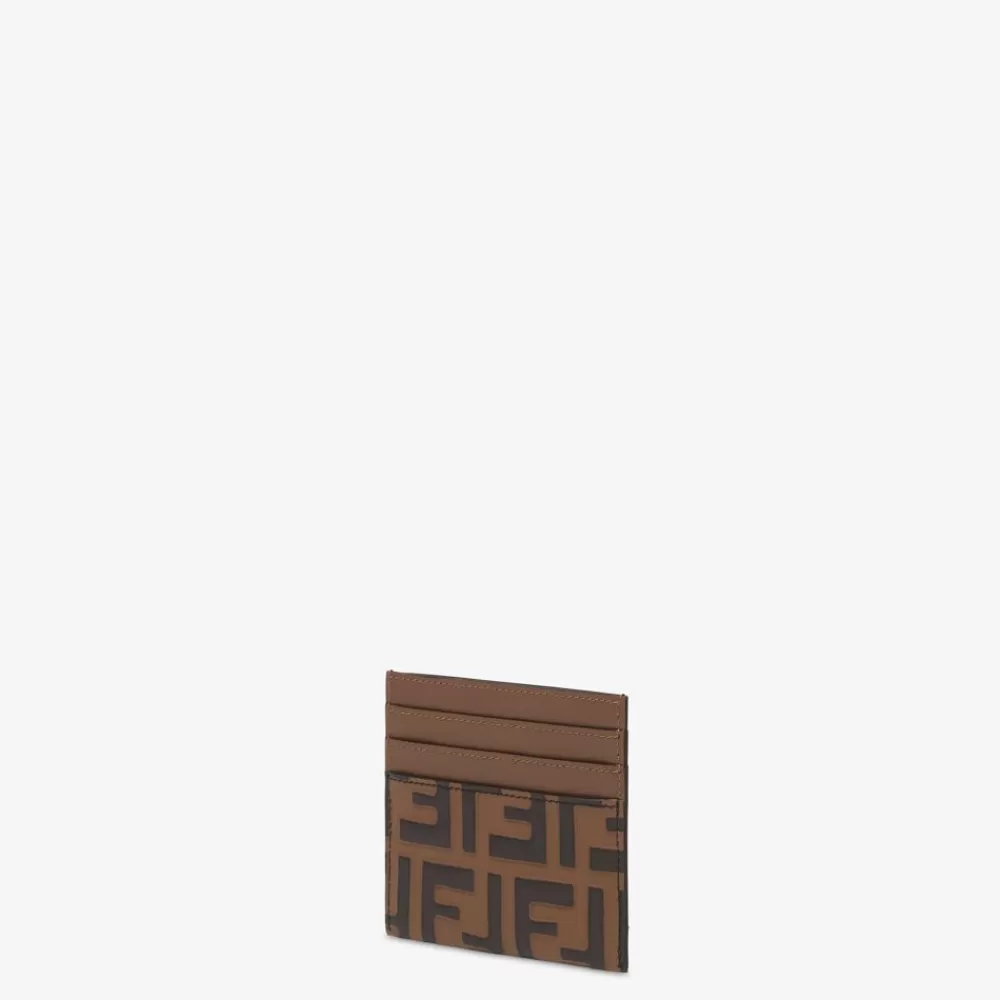 Portacarte E Piccoli Accessori>Fendi Porta Carte Piatto In Pelle Ff Marrone E Nero