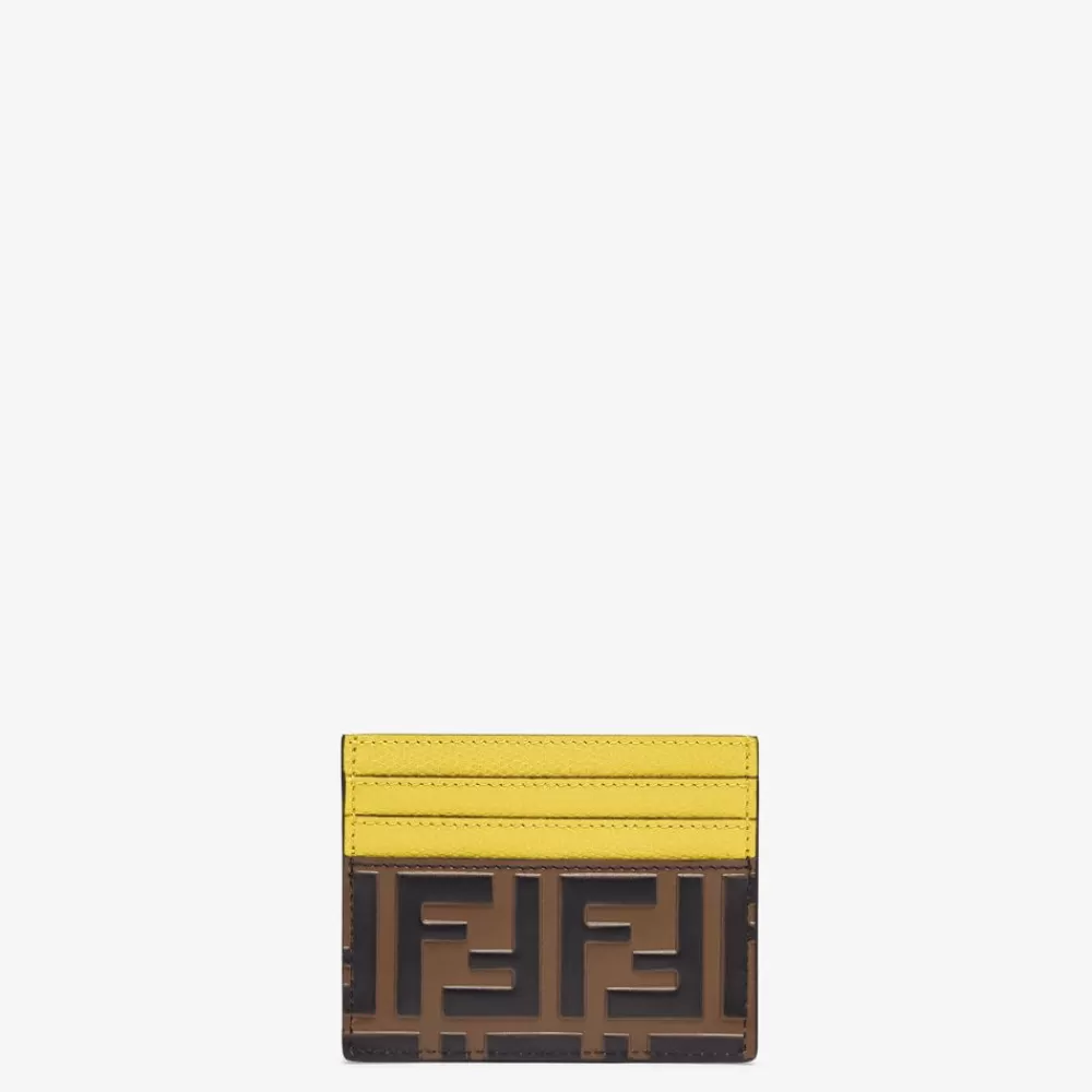 Portacarte E Piccoli Accessori>Fendi Porta Carte Piatto In Pelle Gialla