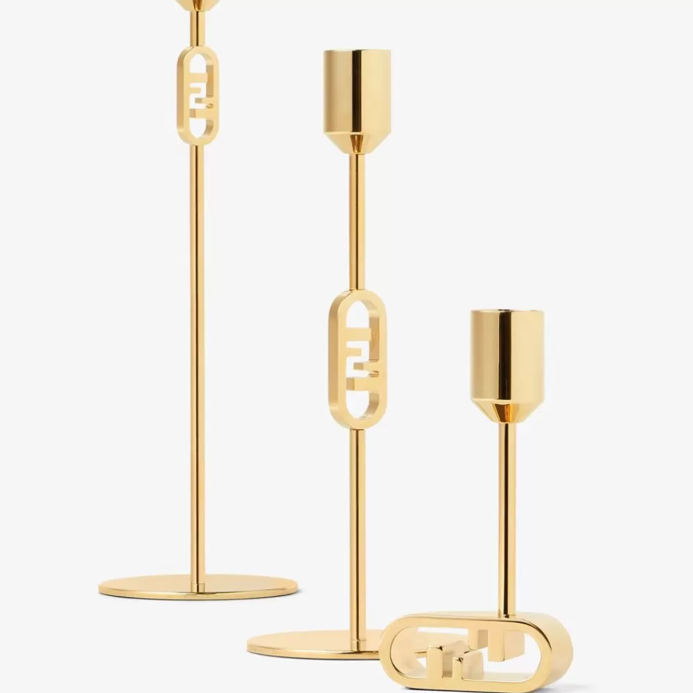 Accessori Per La Casa>Fendi Portacandele In Metallo Color Oro