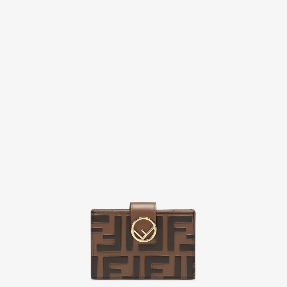 Portacarte E Piccoli Accessori>Fendi Portacarte A Soffietto In Pelle Marrone