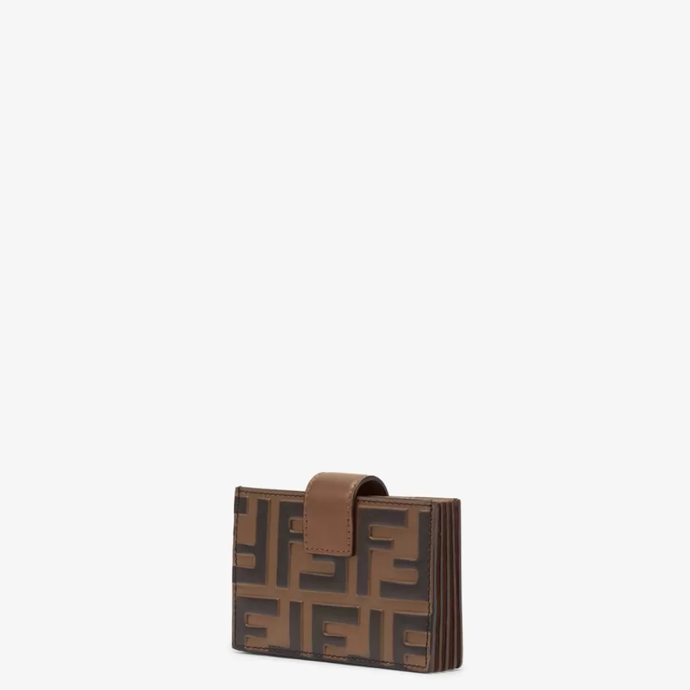 Portacarte E Piccoli Accessori>Fendi Portacarte A Soffietto In Pelle Marrone