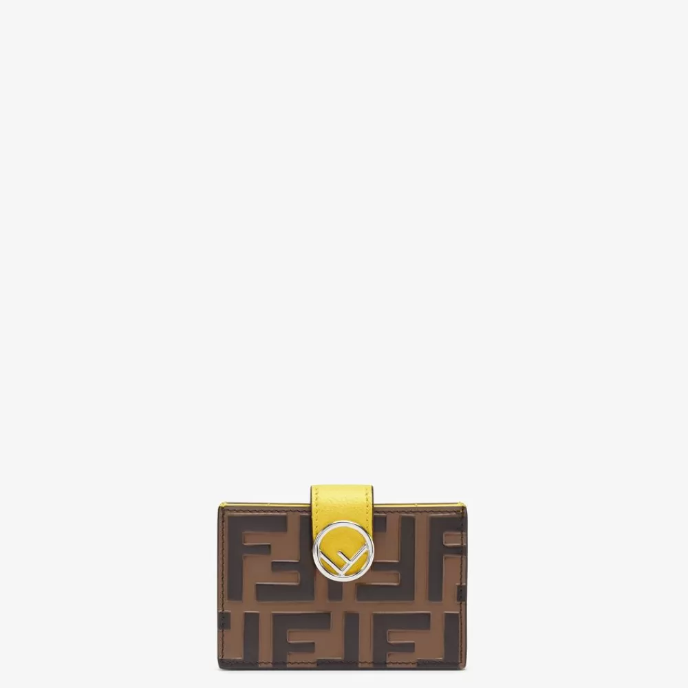 Portacarte E Piccoli Accessori>Fendi Portacarte In Pelle Gialla A Soffietto