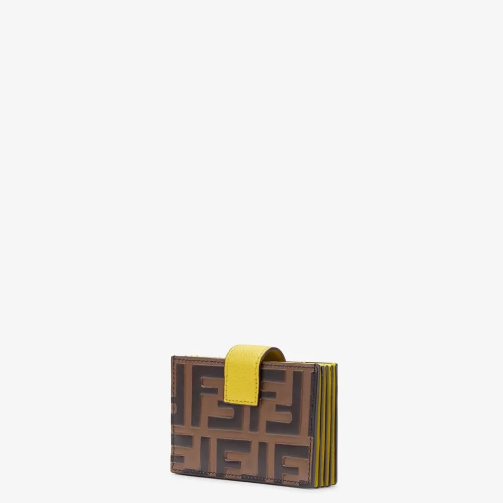 Portacarte E Piccoli Accessori>Fendi Portacarte In Pelle Gialla A Soffietto