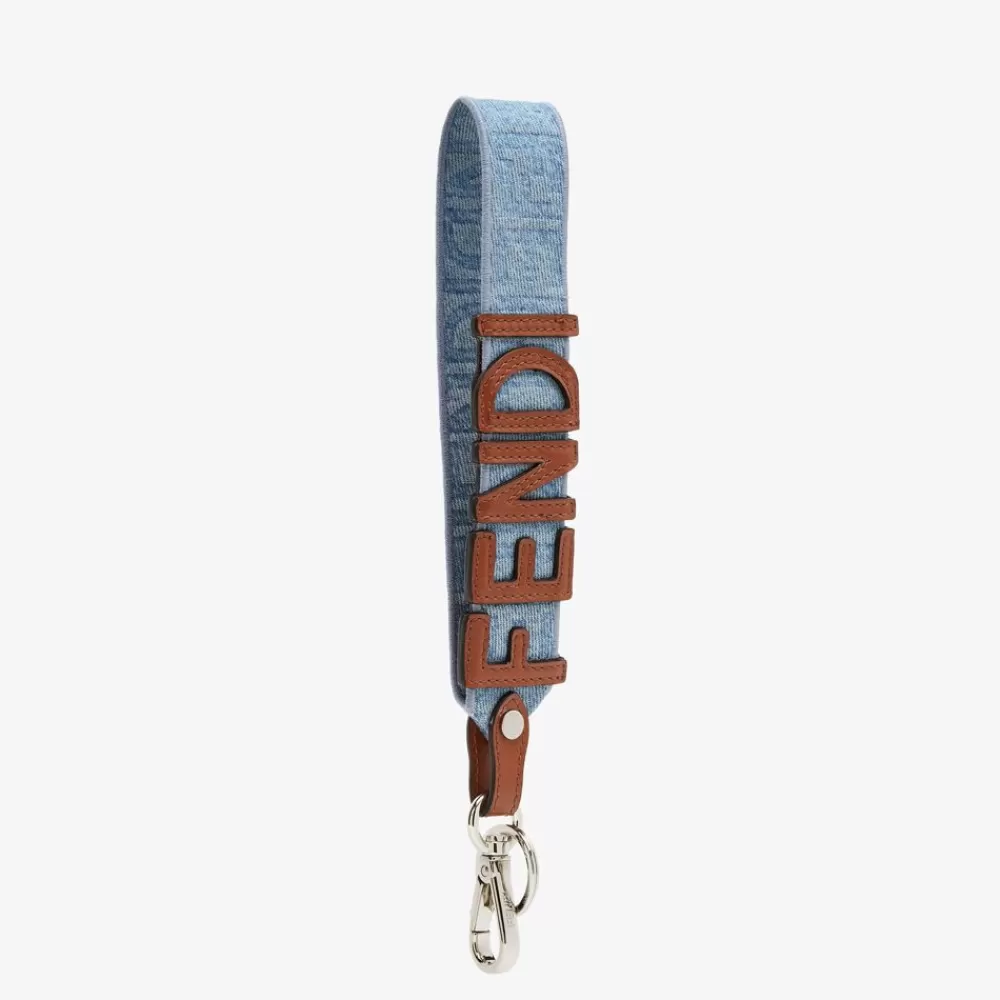 Accessori Tecnologici E Lifestyle>Fendi Portachiavi In Denim Azzurro