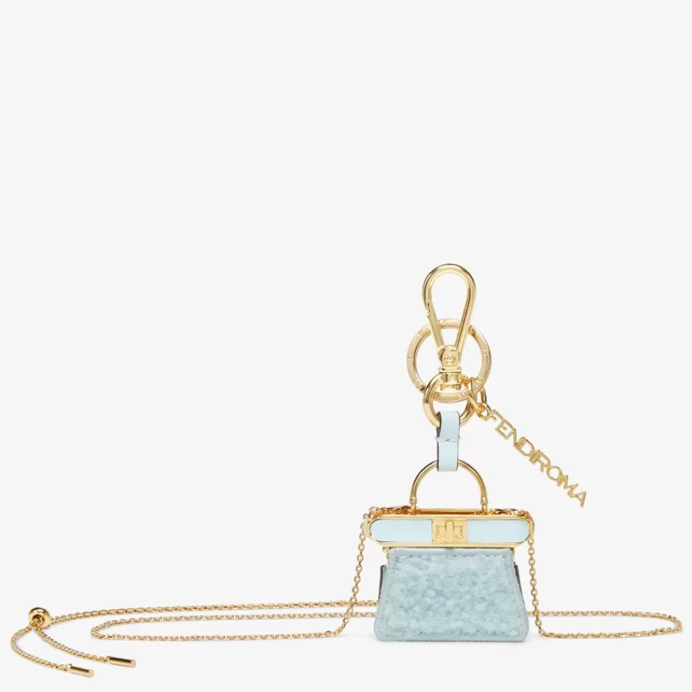 Accessori Tecnologici E Lifestyle>Fendi Portachiavi In Montone Azzurro
