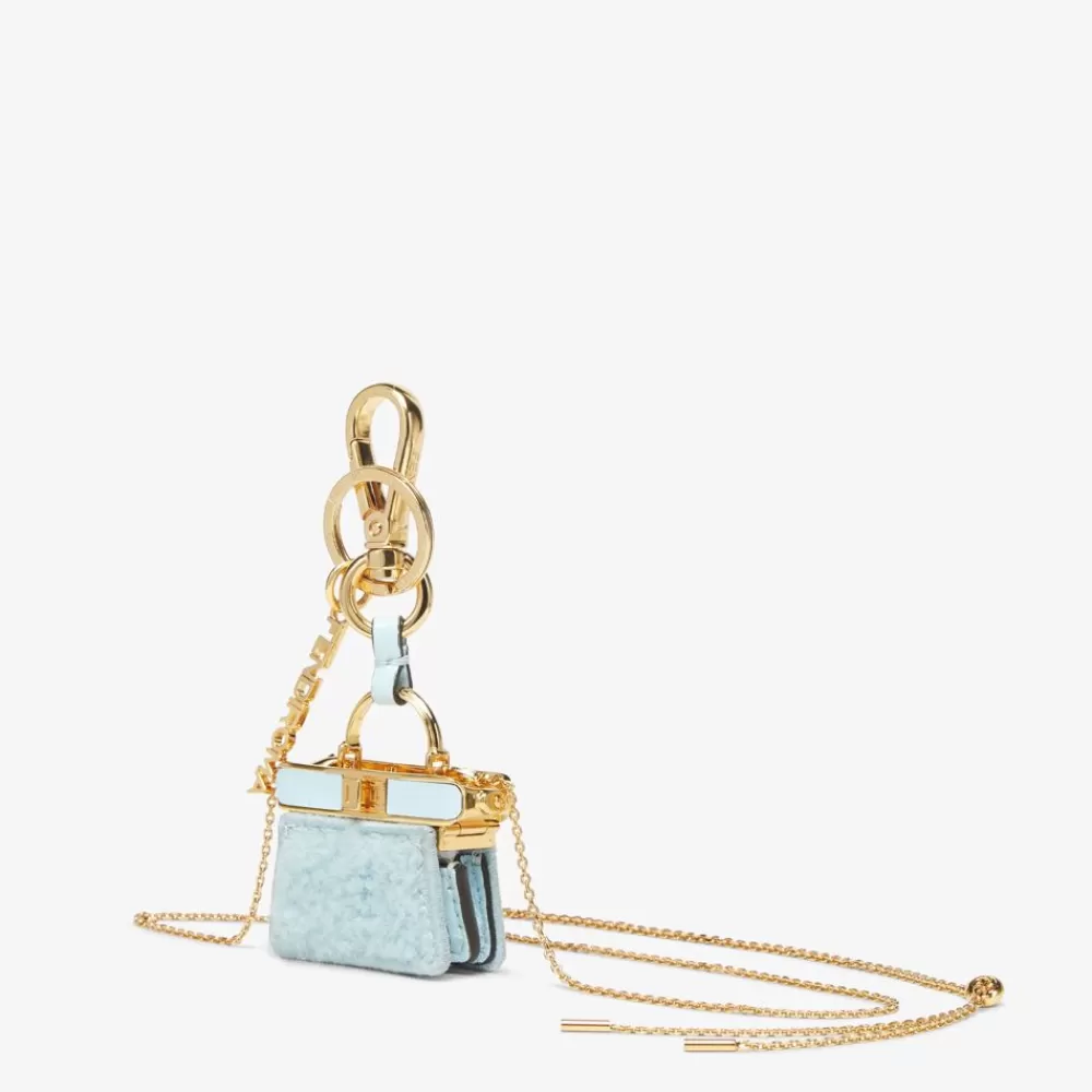 Accessori Tecnologici E Lifestyle>Fendi Portachiavi In Montone Azzurro