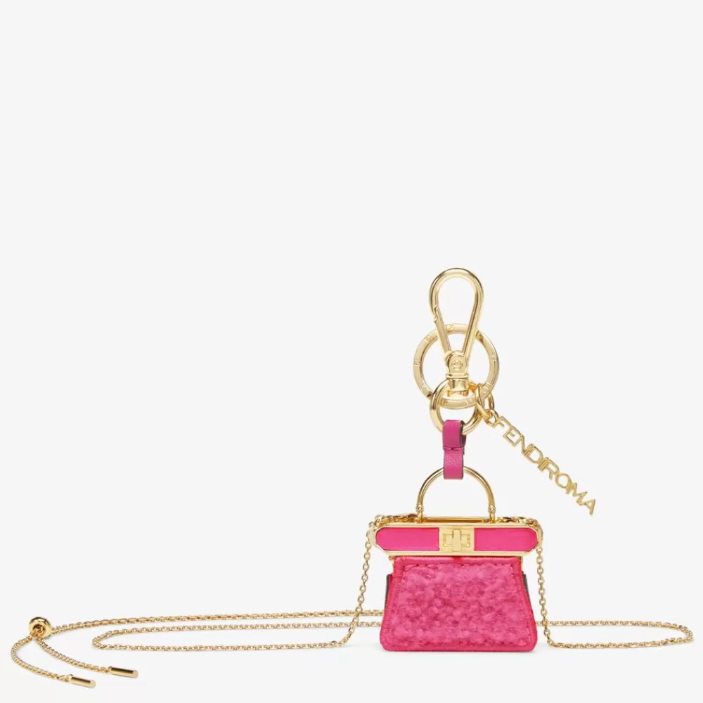 Accessori Tecnologici E Lifestyle>Fendi Portachiavi In Montone Fucsia