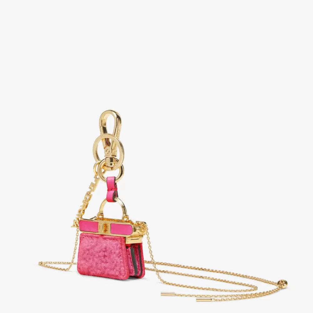 Accessori Tecnologici E Lifestyle>Fendi Portachiavi In Montone Fucsia