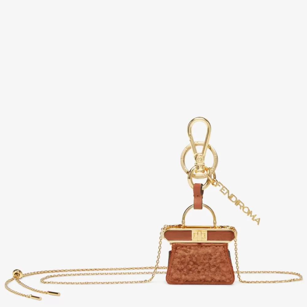 Accessori Tecnologici E Lifestyle>Fendi Portachiavi In Montone Marrone