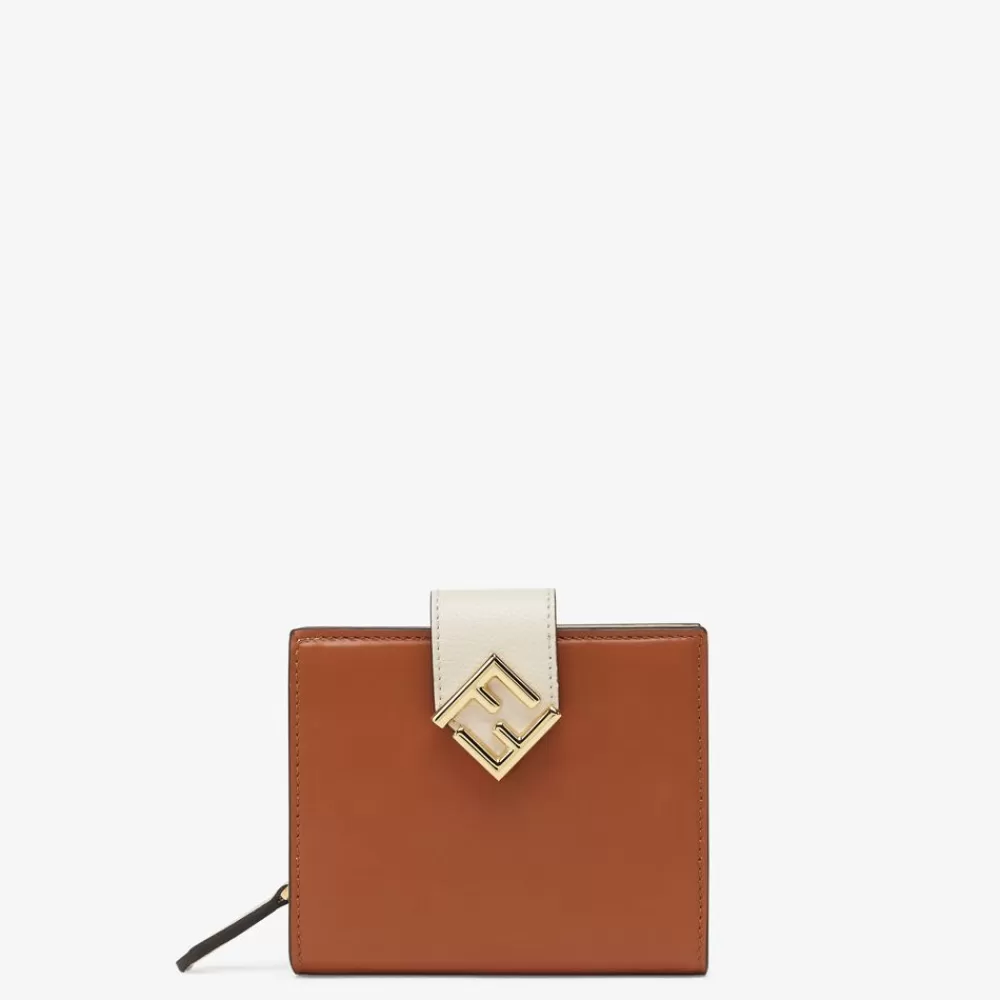 Portafogli>Fendi Portafoglio Compatto In Pelle Bicolor Marrone E Camelia
