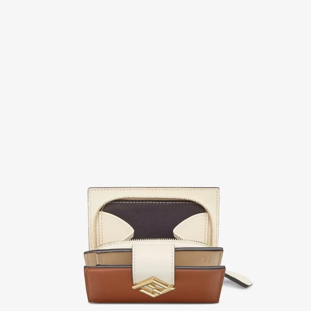 Portafogli>Fendi Portafoglio Compatto In Pelle Bicolor Marrone E Camelia