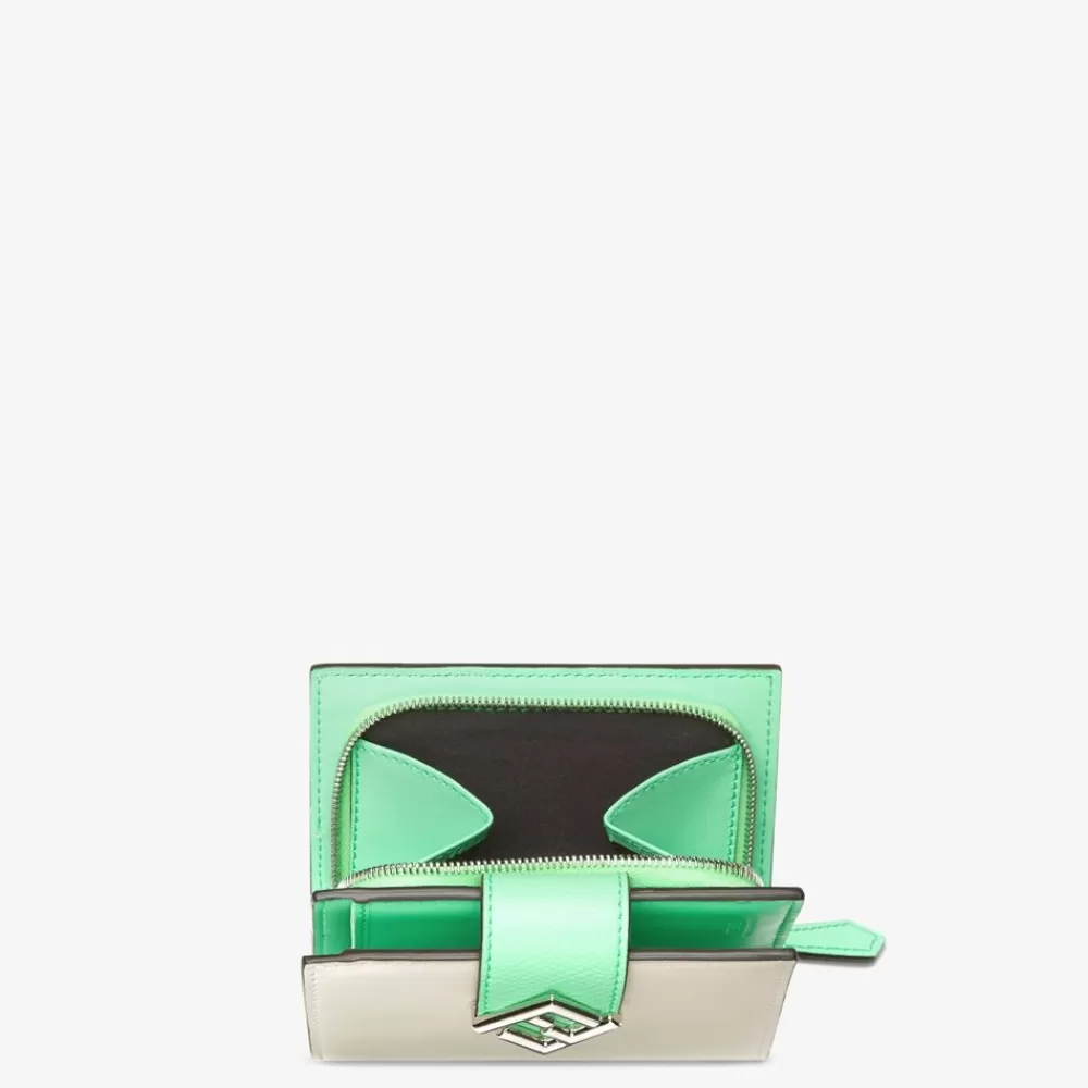 Portafogli>Fendi Portafoglio Compatto In Pelle Bicolore Bianca E Verde