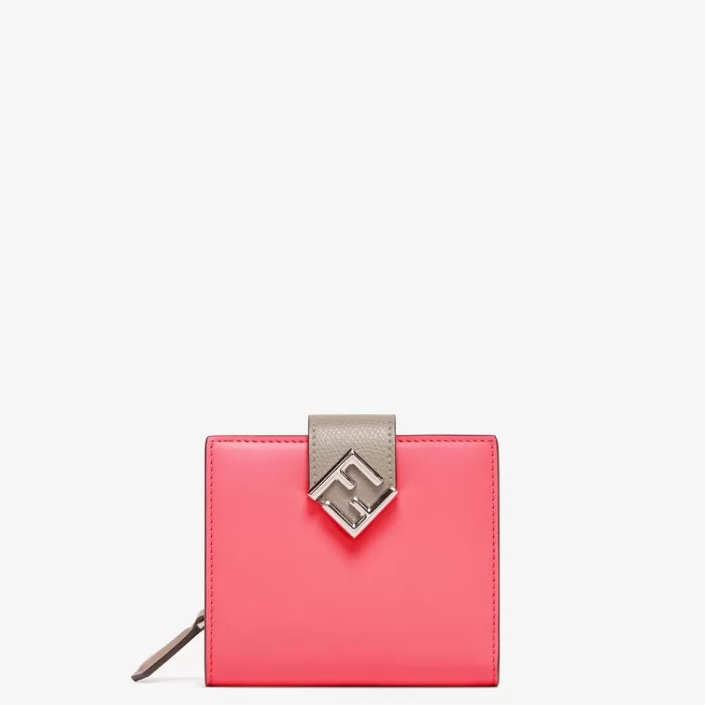 Portafogli>Fendi Portafoglio Compatto In Pelle Bicolore Rosa E Tortora