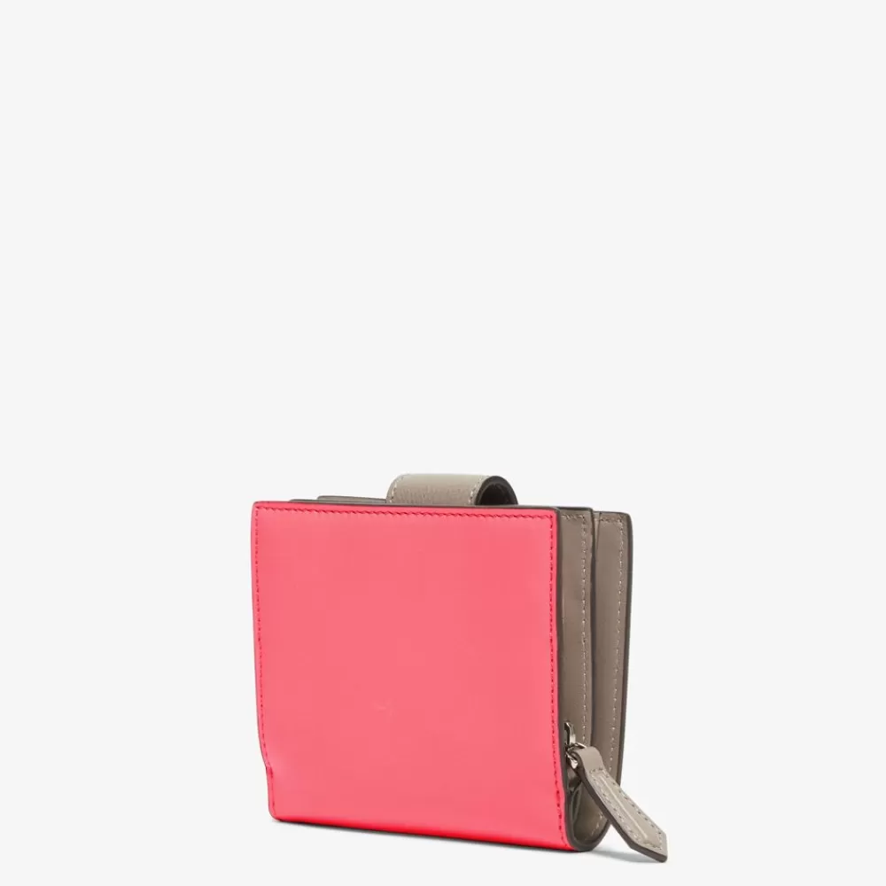 Portafogli>Fendi Portafoglio Compatto In Pelle Bicolore Rosa E Tortora