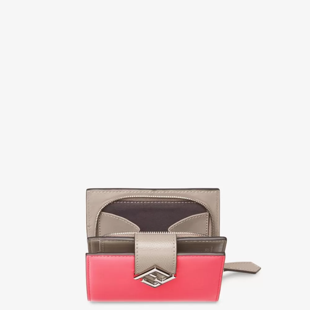 Portafogli>Fendi Portafoglio Compatto In Pelle Bicolore Rosa E Tortora