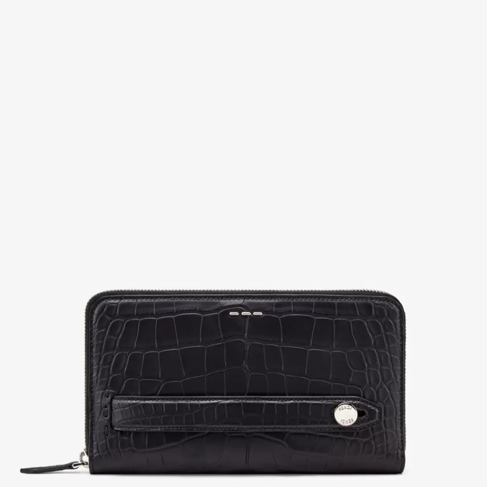 Portafogli>Fendi Portafoglio In Alligatore Nero